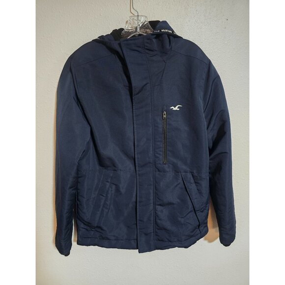Hollister California All Weather Hooded Jacket Gorp Core Dark Blue Women’s Sz L - Picture 1 of 5